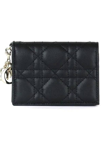 Lady Dior Bloom Flap Card Wallet Black - DIOR - BALAAN 1