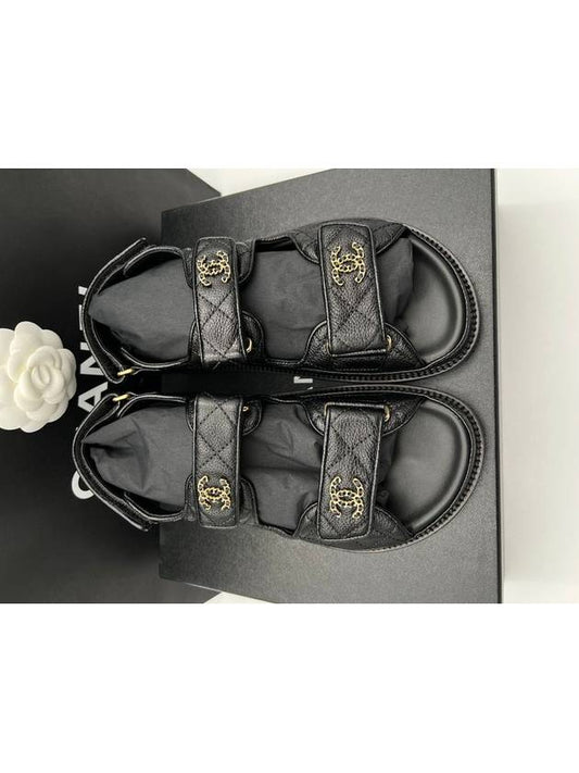 CC logo velcro caviar leather sandals black G35927 - CHANEL - BALAAN 2