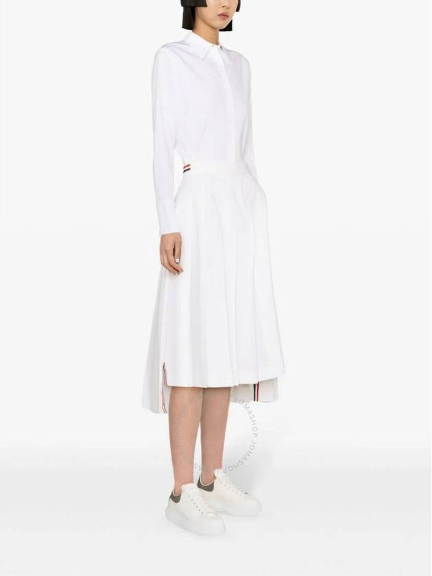 Cotton Pleated Skirt White - THOM BROWNE - BALAAN 3