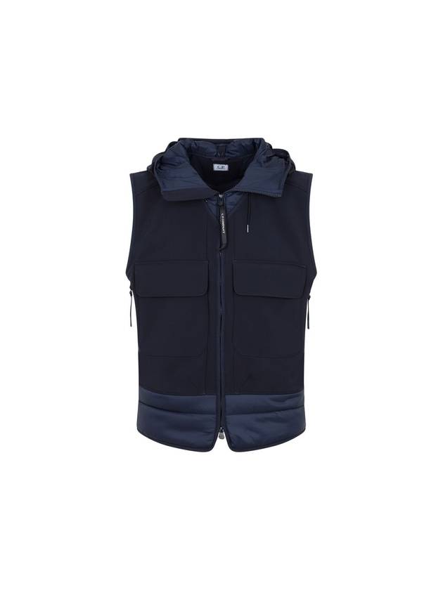 Men's Goggles Hoodie Padded Vest Navy - CP COMPANY - BALAAN 1