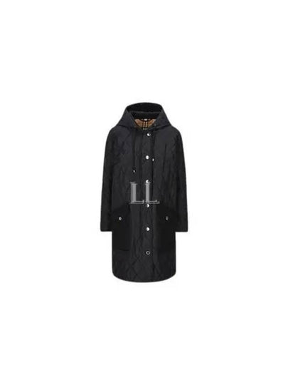 Women's Diamond Quilted Hoodie Single Coat Black - BURBERRY - BALAAN 2