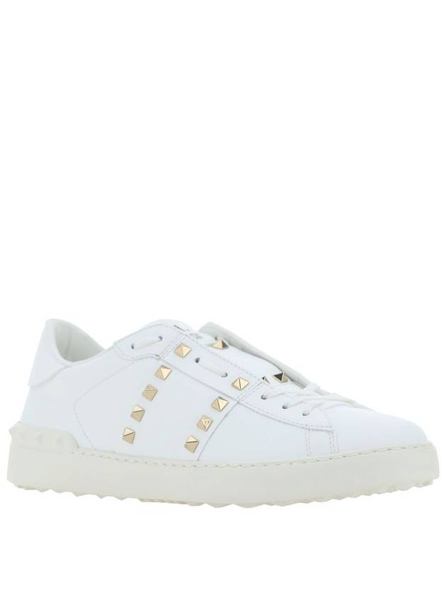 Rockstud Untitled Calfskin Low Top Sneakers White - VALENTINO - BALAAN 7