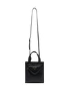 Triangle Logo Pocket Leather Tote Bag Black - PRADA - BALAAN 5