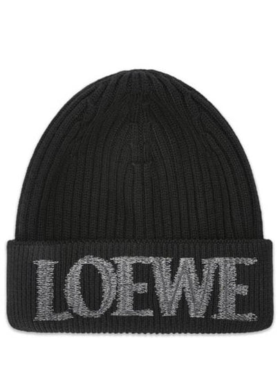 Embroidered Logo Wool Beanie Black - LOEWE - BALAAN 2