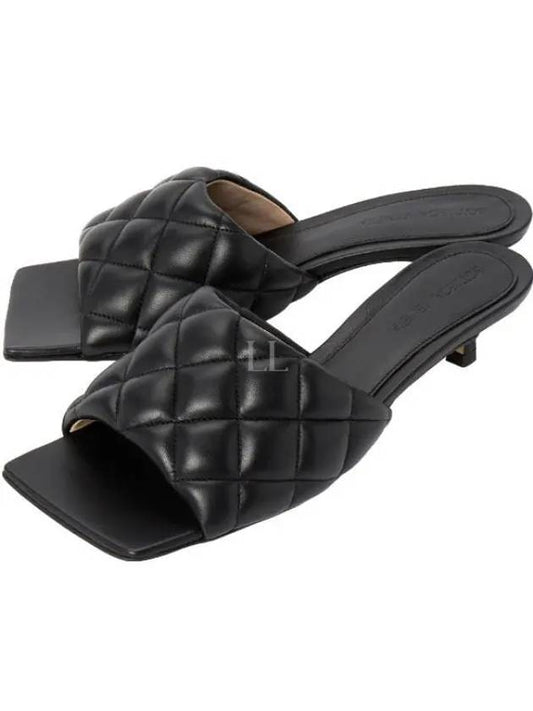 Padded Leather Sandals Heel Black - BOTTEGA VENETA - BALAAN 2