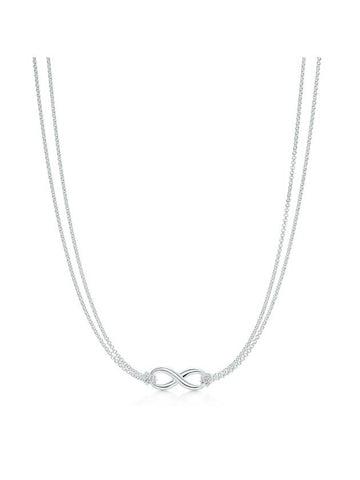 Infinity Double Chain Two-Row Pendant Necklace Silver - TIFFANY & CO. - BALAAN 1