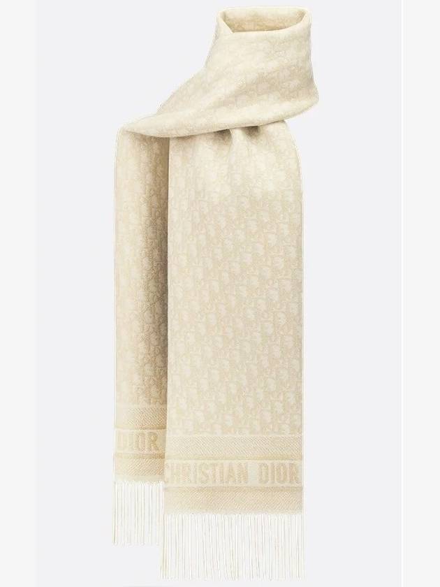 Dior Oblique Scarf Ecru Cashmere Blend Gold - DIOR - BALAAN 1