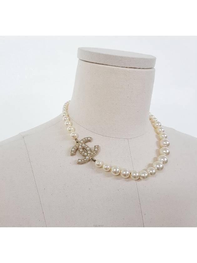 Women s 100th Anniversary CC Logo Pearl Necklace A64757 - CHANEL - BALAAN 8