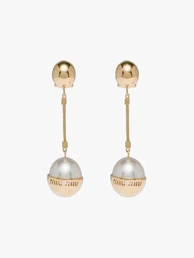 Metal Pearl Earrings Gold - MIU MIU - BALAAN 6