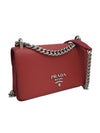 1BD144 Saffiano leather silver chain flap mini cross bag - PRADA - BALAAN 2