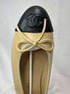 Ballerina Flat Shoes Calfskin Women s Black Beige Gumbe EU38 5 G02819 - CHANEL - BALAAN 7