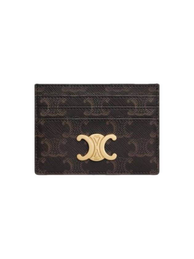 Triomphe Card Holder in Triomphe Canvas Tan - CELINE - BALAAN 4