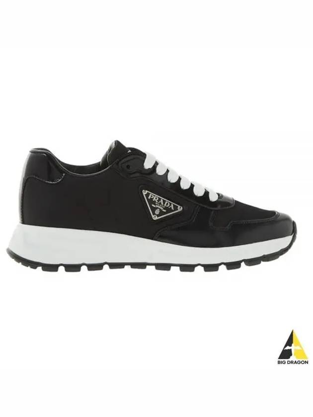 Prax 01 Re-Nylon Brushed Leather Low-Top Sneakers Black - PRADA - BALAAN 2