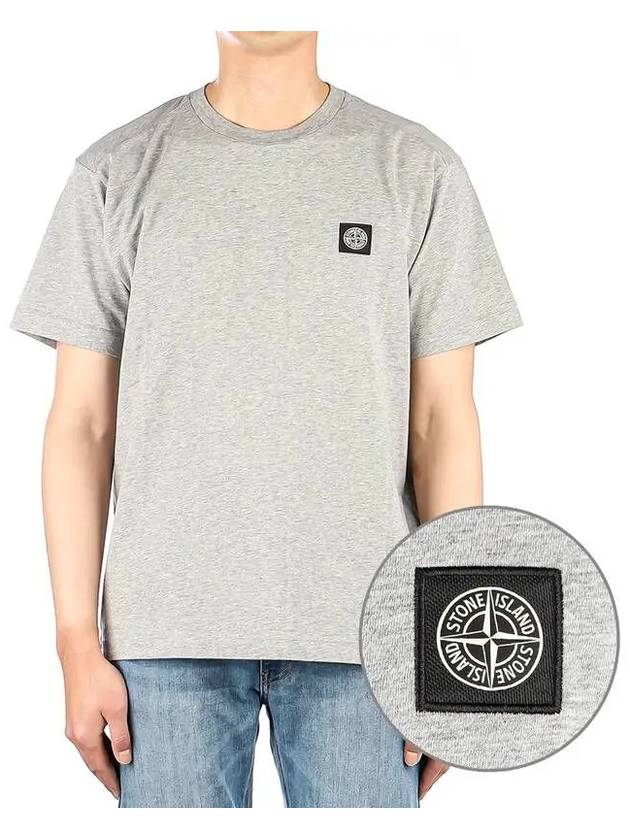 Logo Patch Cotton Short Sleeve T-Shirt Dust Melange Grey - STONE ISLAND - BALAAN 2