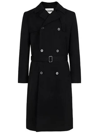 Two Button Wool Trench Coat Black - JIL SANDER - BALAAN 2