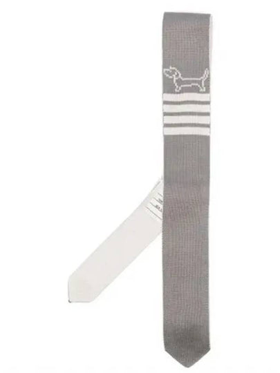 Hector Icon 4 Bar Silk Knit Tie Light Grey - THOM BROWNE - BALAAN 2