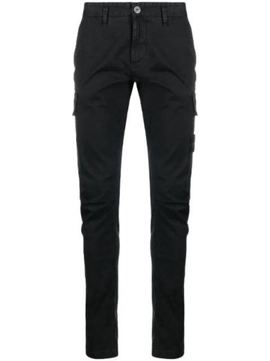 Men's Wappen Logo Cargo Straight Pants Black - STONE ISLAND - BALAAN 1