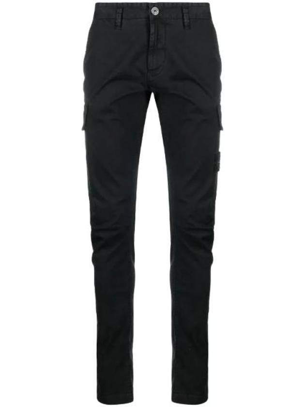 Men's Wappen Logo Cargo Straight Pants Black - STONE ISLAND - BALAAN 1