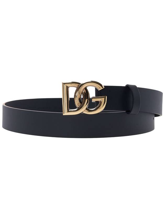 Men's DG Buckle Leather Belt Black Gold - DOLCE&GABBANA - BALAAN.