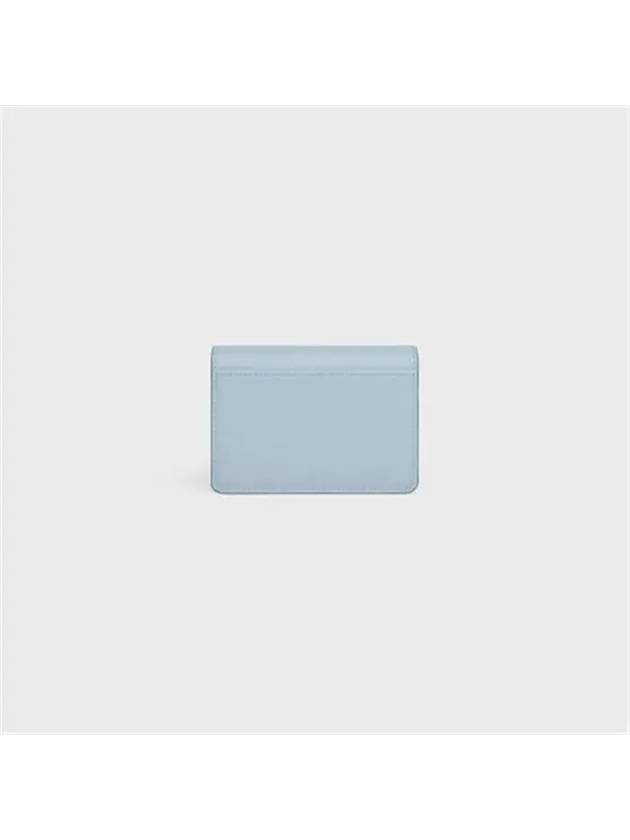 Celine Triomphe Shiny Calfskin Flap Card Holder Light Blue - CELINE - BALAAN 4