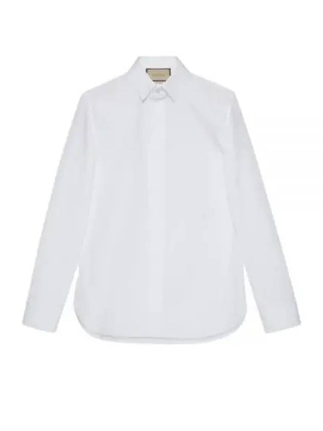 Double G Cotton Silk Long Sleeve Shirt White - GUCCI - BALAAN 2