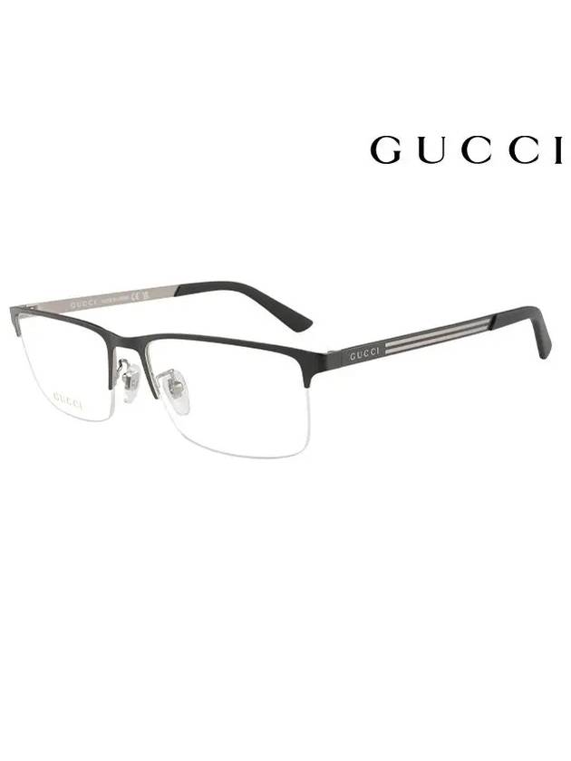 Eyewear Half Gold Frame Square Eyeglasses Black - GUCCI - BALAAN.