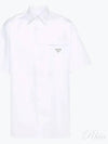 Triangle Logo Pocket Regular Fit Cotton Short Sleeve Shirt White - PRADA - BALAAN 2