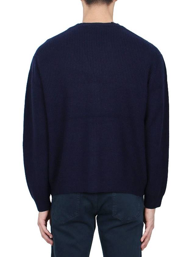 Bold Fox Head Patch Comfort Ribbed Cardigan Navy - MAISON KITSUNE - BALAAN 6