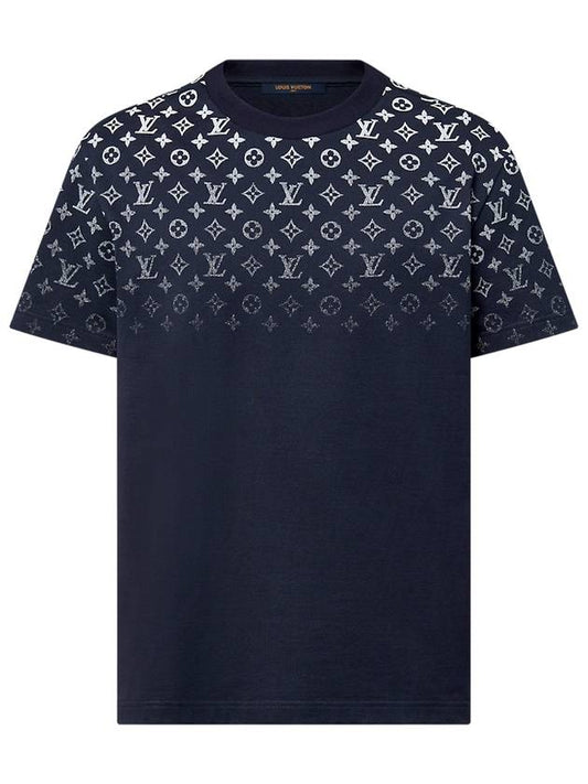 Gradient cotton short sleeve t shirt navy blue 1AFQB4 - LOUIS VUITTON - BALAAN 1