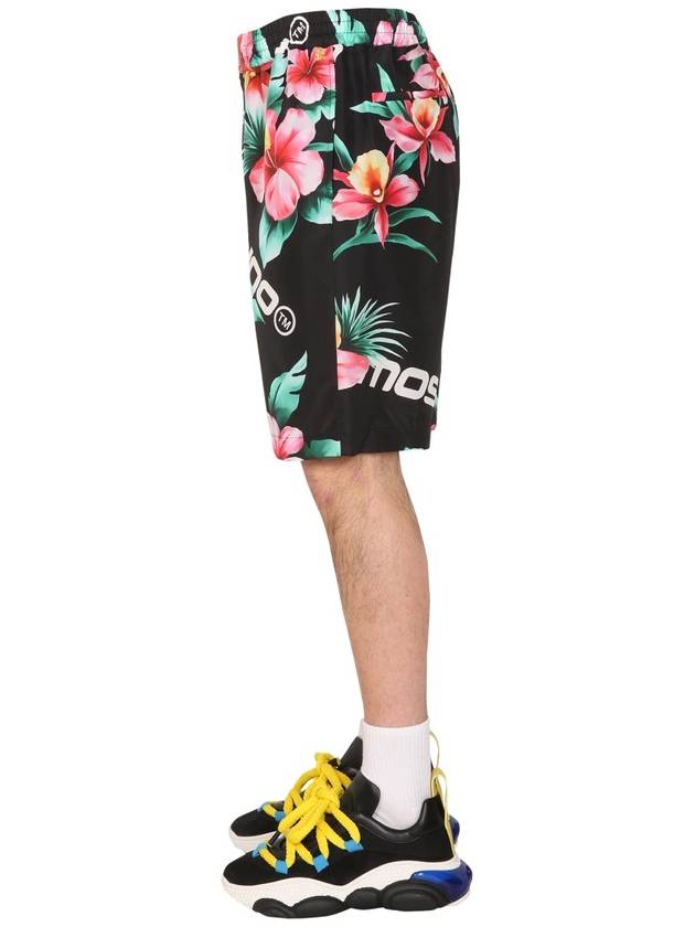 Men's Hibiscus Print Shorts Black - MOSCHINO - BALAAN 4