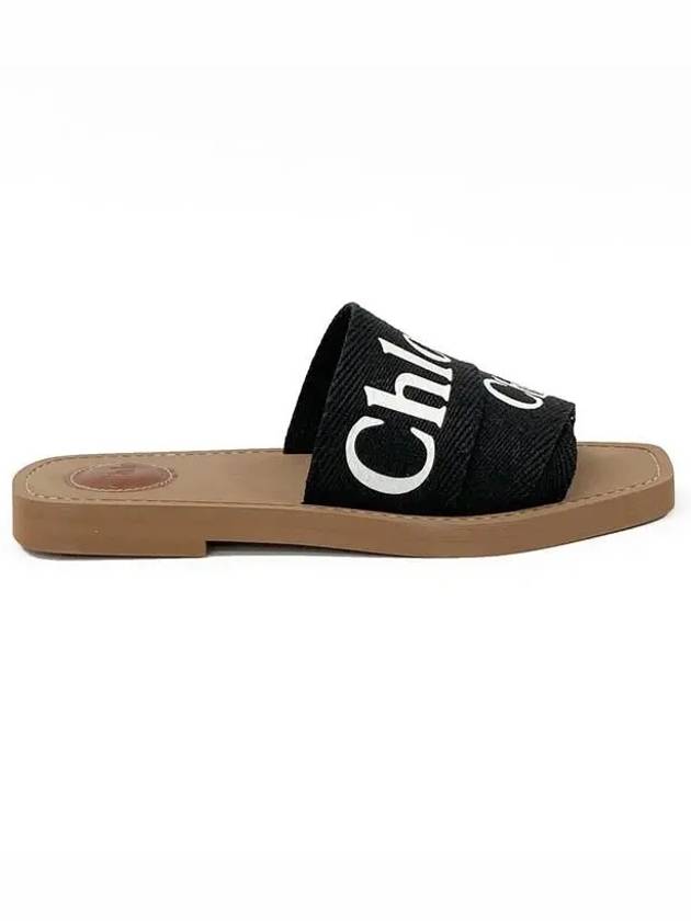 Woody Logo Flat Mule Slippers Black - CHLOE - BALAAN 6