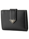 Small Leather Half Wallet Black - PRADA - BALAAN 2