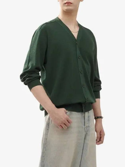 Fine Merino Wool Cardigan Green - BURBERRY - BALAAN 2