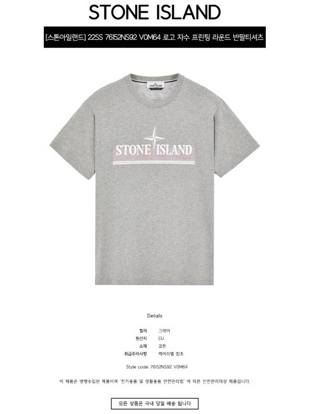 Tricromia One Print Garment Dyed Cotton Jersey Short Sleeve T-Shirt Grey - STONE ISLAND - BALAAN 3