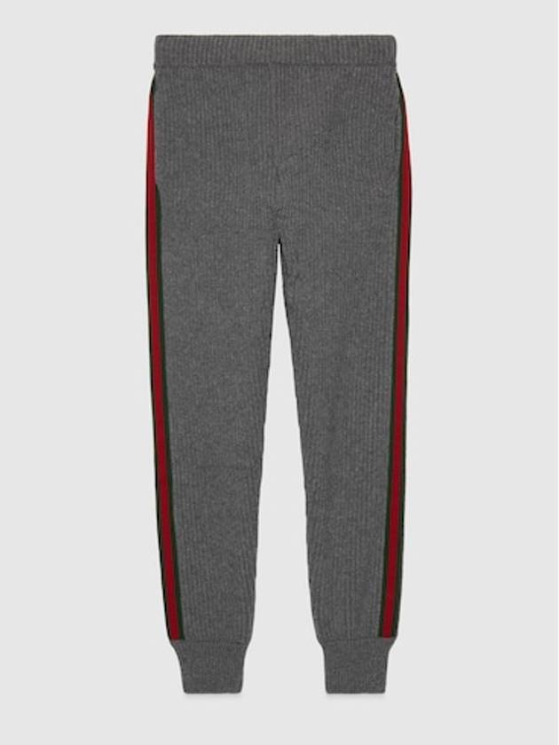 Wool Cashmere Track Pants Grey Melange - GUCCI - BALAAN 2