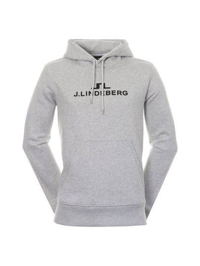 Alpha Logo Print Hoodie Light Grey Melange - J.LINDEBERG - BALAAN 2