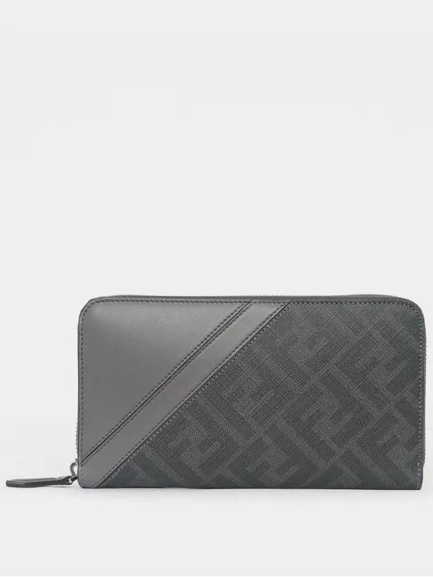 Diagonal Zip Around FF Canvas Long Wallet Grey - FENDI - BALAAN 3