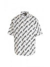 All-Over Logo Print Short Sleeve Shirt White - BALENCIAGA - BALAAN 2