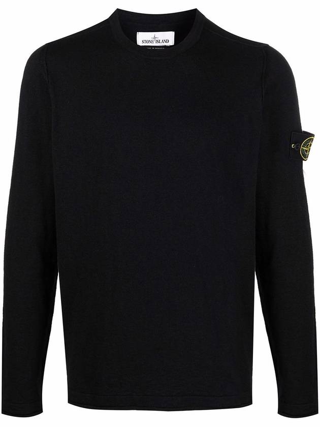 Wappen Patch Crew Neck Knit Top Black - STONE ISLAND - BALAAN 3