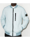 Men's Nylon Logo Bomber Jacket Aqua - STONE ISLAND - BALAAN.