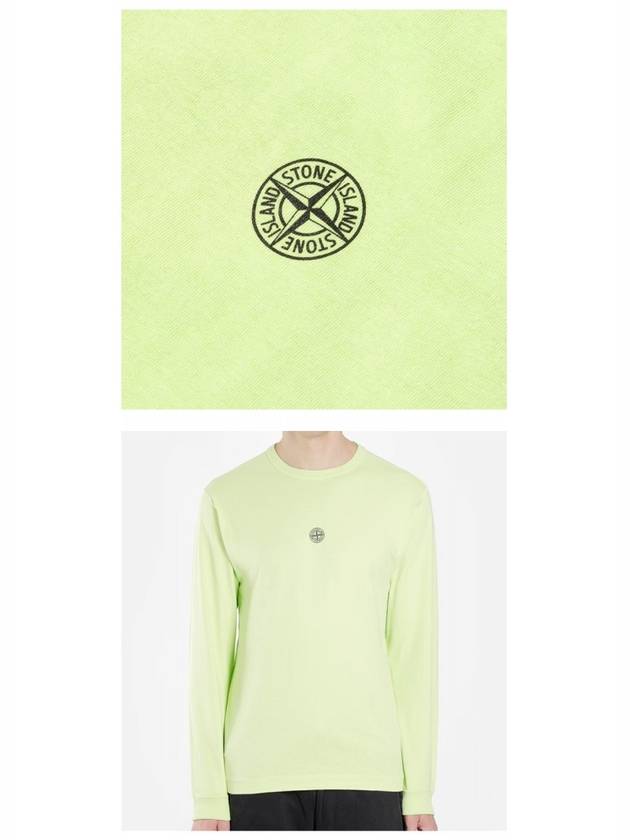 Men's Blur Logo Round Long Sleeve T-Shirt Lime - STONE ISLAND - BALAAN 6