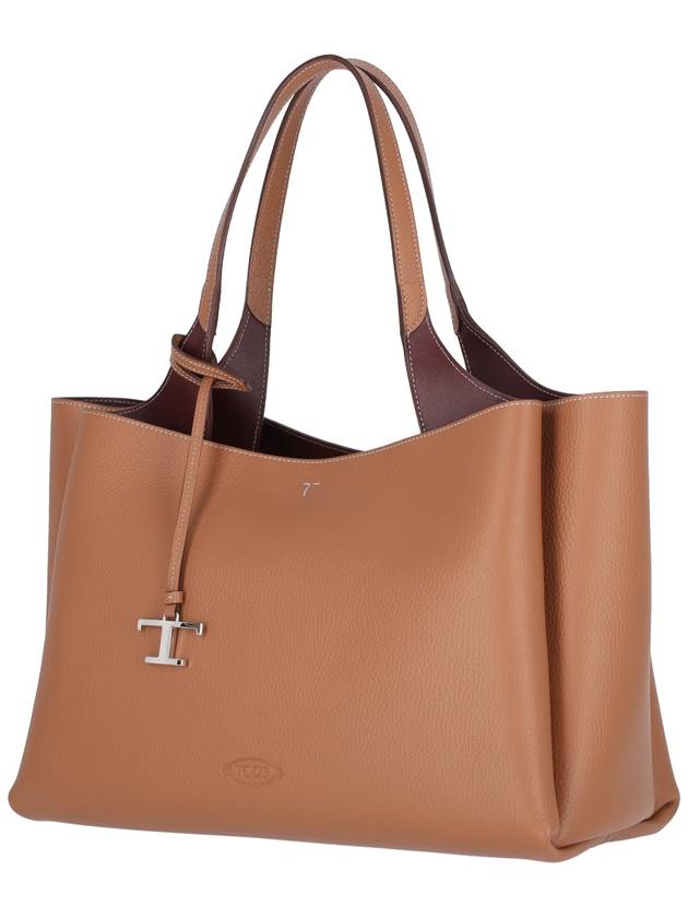 Logo Leather Medium Tote Bag Brown - TOD'S - BALAAN 3