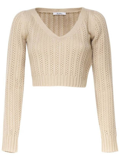 Iprem Cropped Wool Cashmere Knit Top Beige - MAX MARA - BALAAN 2