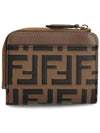 FF Diamond Leather Half Wallet Brown - FENDI - BALAAN 4