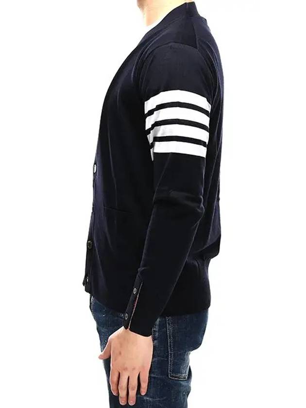 Men's Sustainable Classic Diagonal Wool Cardigan Navy - THOM BROWNE - BALAAN 6