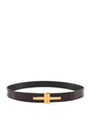 T Buckle Leather Belt 30MM Dark Brown· - TOM FORD - BALAAN 4