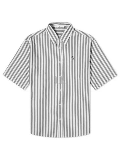 Stripe Button Up Short Sleeve Shirt White Black - ACNE STUDIOS - BALAAN 2