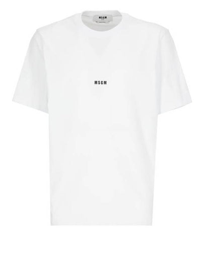 Micro Logo Print Short Sleeve T-Shirt White - MSGM - BALAAN 2