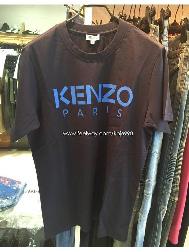 Men's PARIS Logo Short Sleeve TShirt Navy F655TS0504SG77 - KENZO - BALAAN 2