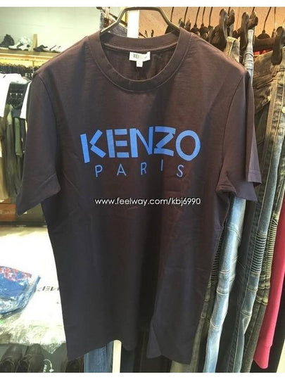 Men's PARIS Logo Short Sleeve TShirt Navy F655TS0504SG77 - KENZO - BALAAN 2